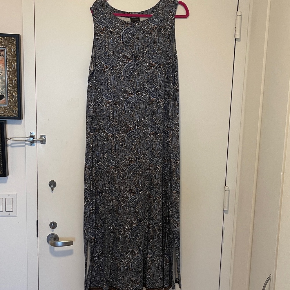 J. Jill Blue, Brown, Cream Paisley maxi dress
